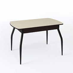 Стол Чикаго СТ МП 1100(1400)*680*750 Ноги 01 черные (стекло Бежевое матовое цвет ВН)