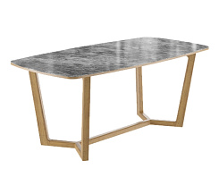 Стол  Фрейм  1800*900*750 (мрамор серый глянец/ ноги дуб коньяк) Стол  Фрейм  1800*900*750 (мрамор серый глянец/ ноги дуб коньяк)